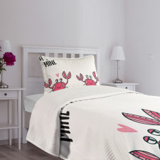 Funky Crab Couple and Heart Bedspread Set