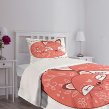 Sleeping Baby Fox and Mother Bedspread Set