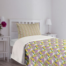 Tropical Yellow Parrot Birds Bedspread Set