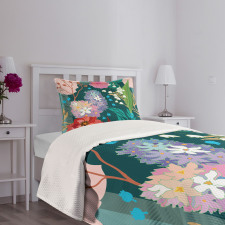 Hydrangea and Bell Flowers Bedspread Set