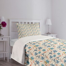 Abstract Flowers and Birds Bedspread Set