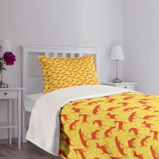 Animal Silhouettes on Yellow Bedspread Set