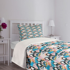 Dog Heads and Leaves Bedspread Set