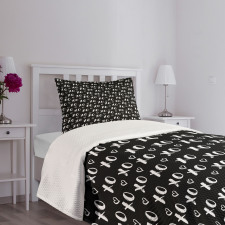 Xoxo Brush Stroked Text Bedspread Set