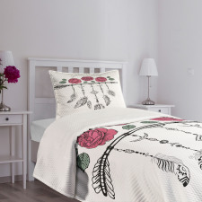 Hippie Feathers Arrow Rose Bedspread Set