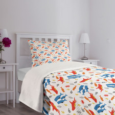 Whale and Hammerhead Shark Bedspread Set