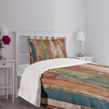 Grunge Style Planks Design Bedspread Set