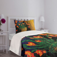 Botanical Vase Illustration Bedspread Set