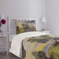 Watercolor River Scene Bedspread Set