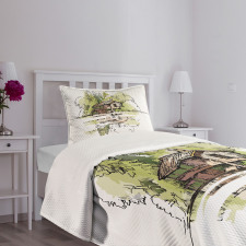 Lake House in the Forest Bedspread Set