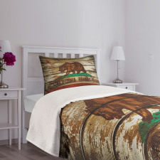 California Flag Rustic Boards Bedspread Set