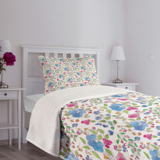 Hand Drawn Flowers Simple Bedspread Set