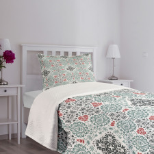 Floral Elements Curlicues Bedspread Set