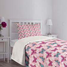 Romantic Flowers Pale Pink Bedspread Set