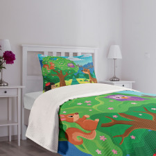 Funny Animals Wildlife Bedspread Set