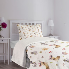 Hedgehog Moose Watercolors Bedspread Set