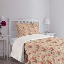 Chickens with Red Ducklips Bedspread Set