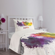 Clipping Path White Outlined Bedspread Set