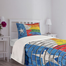 Brick Wall Grungy Texas Town Bedspread Set