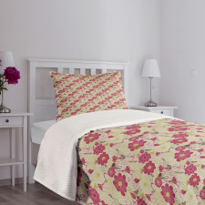 Feminine Floral Pinky Garden Bedspread Set