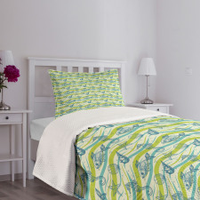 Sketch Underwater Habitants Bedspread Set