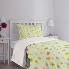 Cartoon Art Autumn Forest Bedspread Set