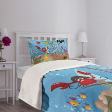 Ship Underwater Animals Bedspread Set