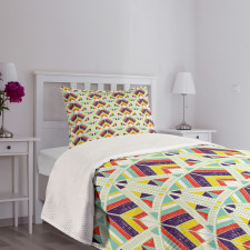 Colorful Stripe and Triangle Bedspread Set