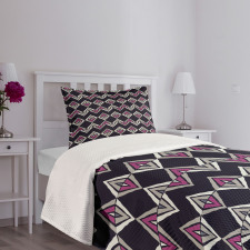 Native Folk Motifs Chevron Bedspread Set