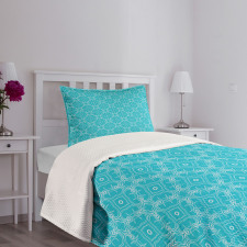 Blue Monochrome Motif Bedspread Set