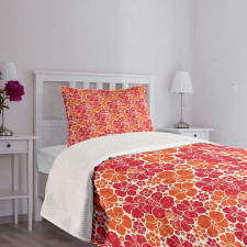 Grunge Petal Silhouettes Bedspread Set