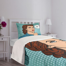 Top Secret Silence Retro Woman Bedspread Set