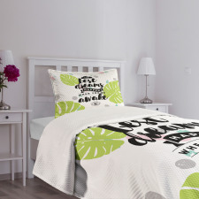 Phrase with Monstera Leaves Bedspread Set