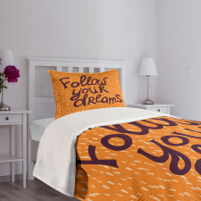 Warm Toned Motivation Design Bedspread Set