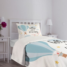 Hot Air Balloon Stars Clouds Bedspread Set