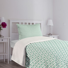 Rounded Squares and Flowers Bedspread Set