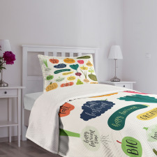 Plant Fruit Vegetable Slogan Bedspread Set