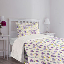 Purple Smiling Cactus Faces Bedspread Set