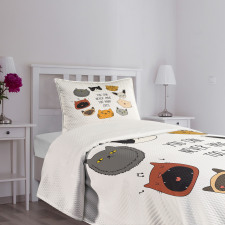 Wording Love Whiskers Happy Bedspread Set