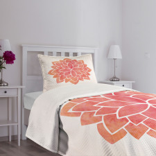 Pattern Lotus Illustration Bedspread Set