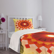 Fluorescent Rays Squares Bedspread Set