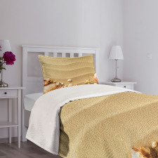 Various Seashells on Sand Bedspread Set