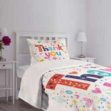 Happy Floral Hearts Stars Bedspread Set