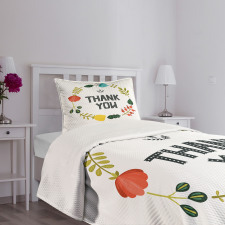 Typography Floral Wreath Bedspread Set