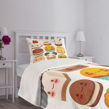 Baked Goods with Smileys Bedspread Set