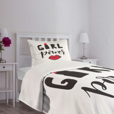 Lipstick in Text Design Bedspread Set