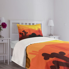 Western Cactus Silhouettes Bedspread Set