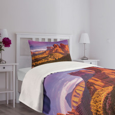 Cliffs Rocks and Violet Sky Bedspread Set