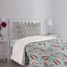 Abstract Birds and Leaves Bedspread Set