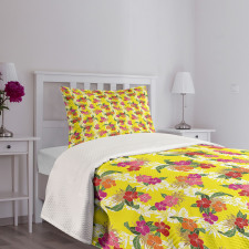 Tropical Flowers Art Bedspread Set